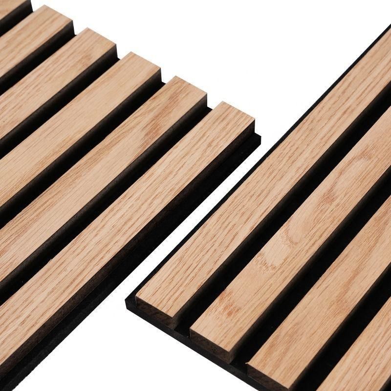 Panel acústico de pared de fibra de poliéster de madera de pizarra para decoración interior