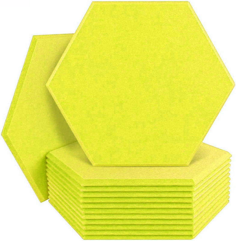 Panel acústico hexagonal de lana de madera para absorción de sonido de alta frecuencia